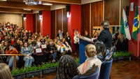 Palestra da ministra Márcia Lopes abre os trabalhos da VI Conferência Municipal de Políticas para as Mulheres de Curitiba, no Paraná